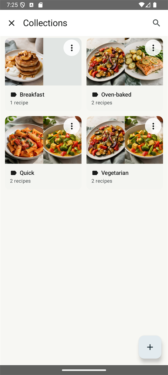 Sammlungen für gespeicherte Rezepte